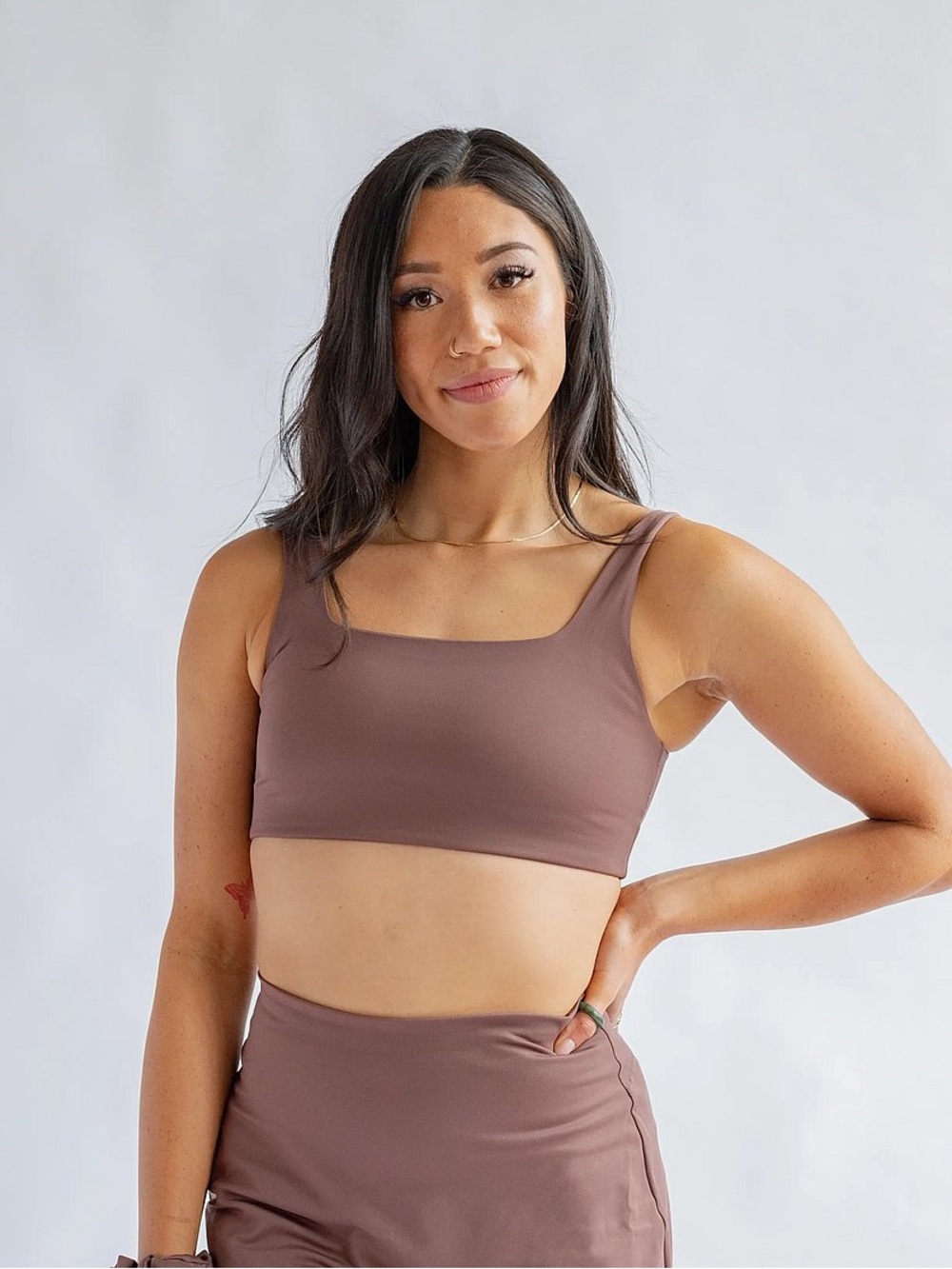 Girlfriend Collective Tommy Bra, Square-Neck Sports bra Women’s Large chocolate